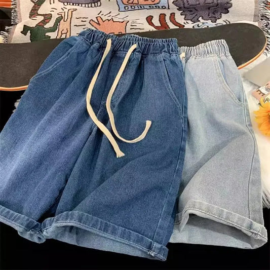 2025 Summer Men’s Denim Shorts – Dark Blue Stretch Slim Straight Fashion Jeans for Men